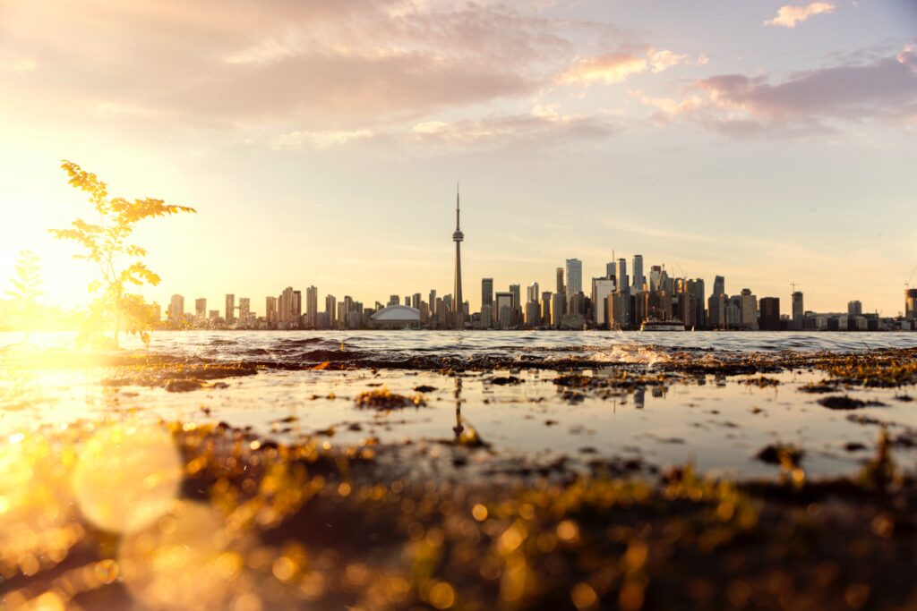Golden hour shot of the Toronto skyline