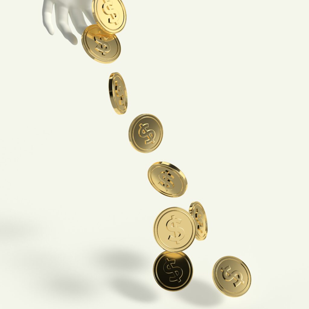 Image of coins falling down