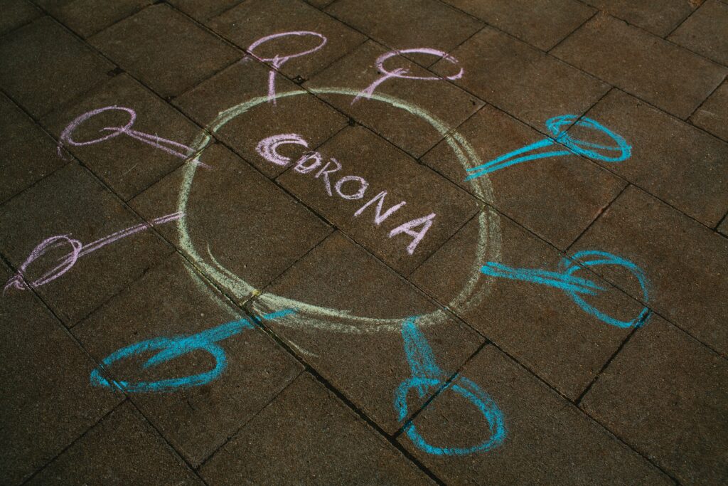 Coronavirus chalk drawning
