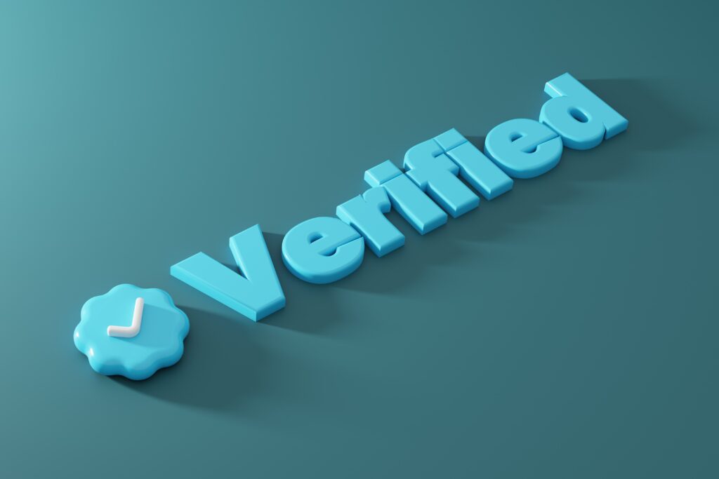 Text verified with checkmark